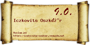 Iczkovits Oszkár névjegykártya